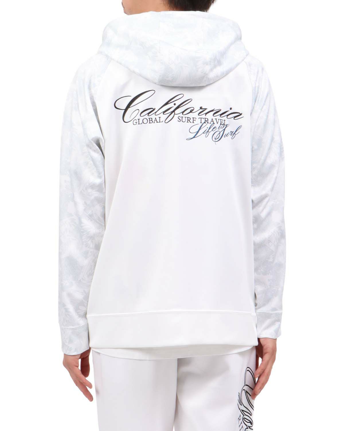 ホワイト：174cm62kg(Lサイズ着用)