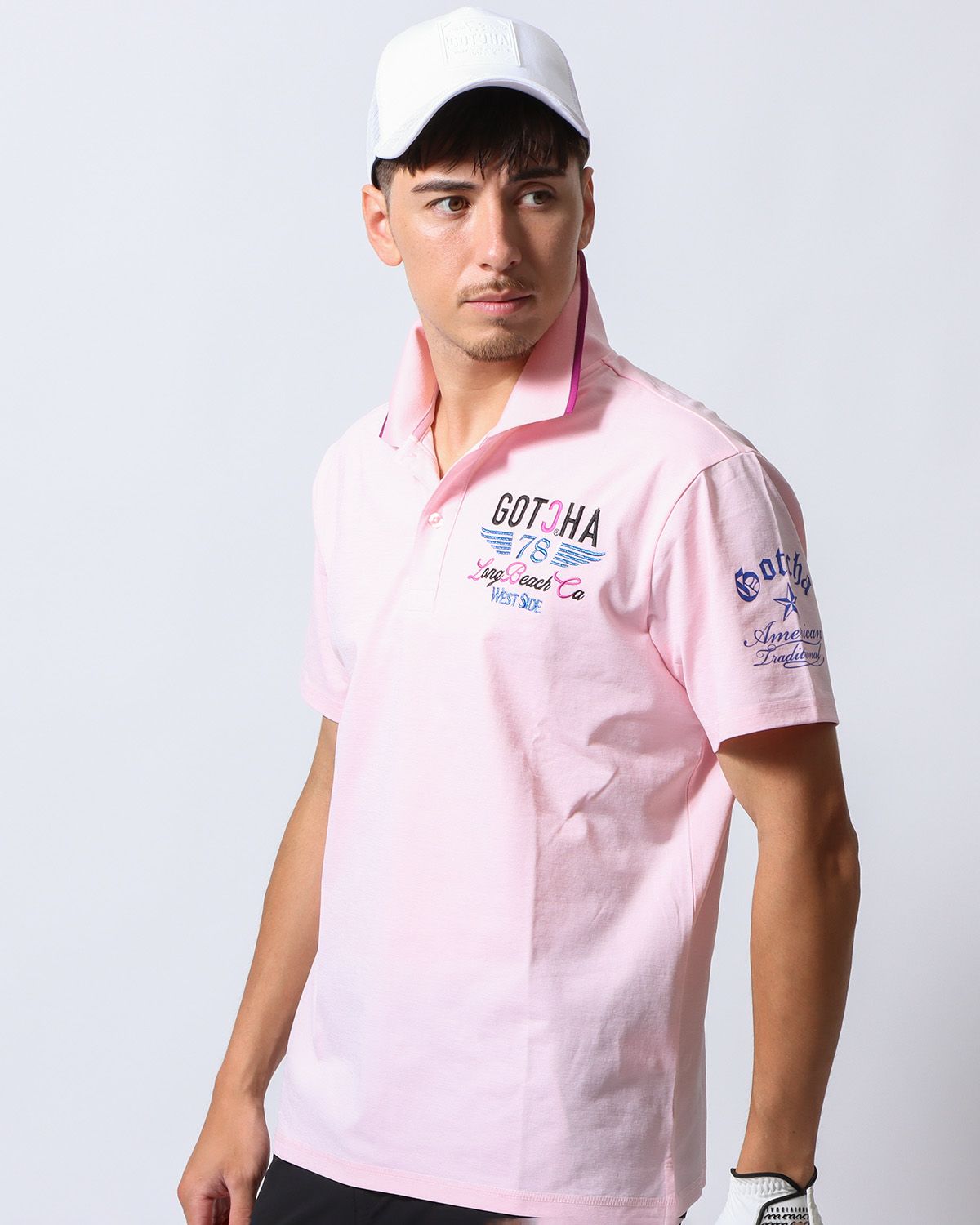 ベビーピンク：180cm/70kg(Lサイズ着用)