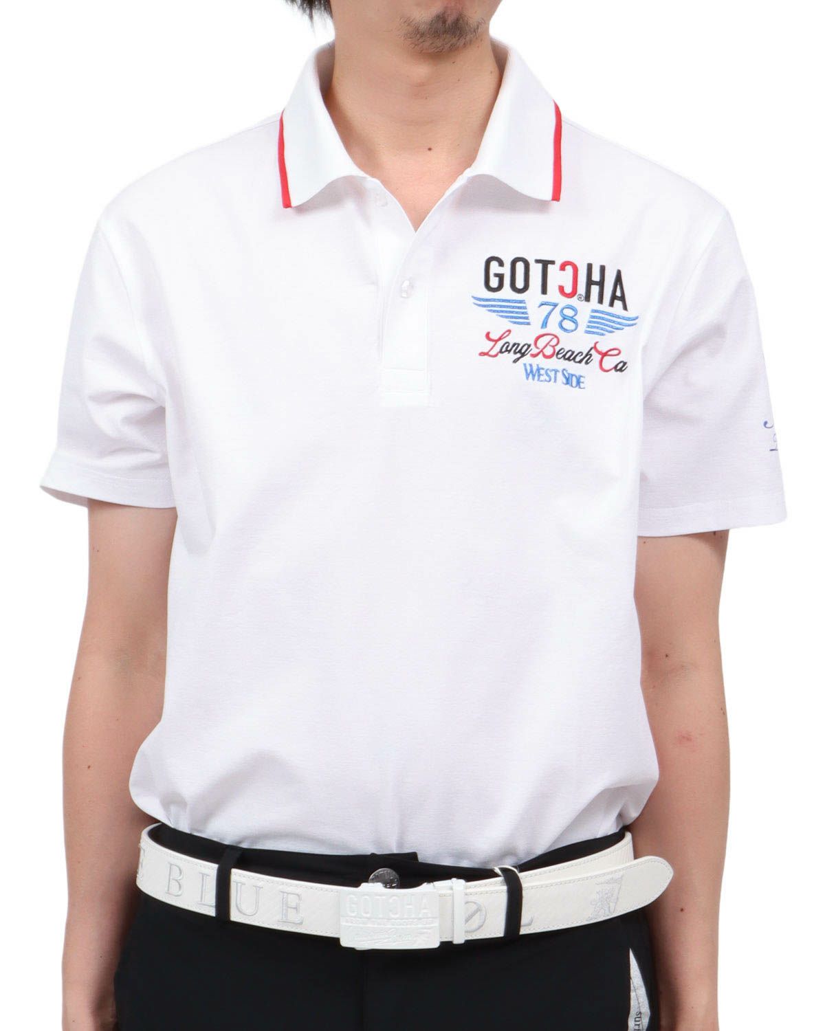 ホワイト：174cm62kg(Lサイズ着用)