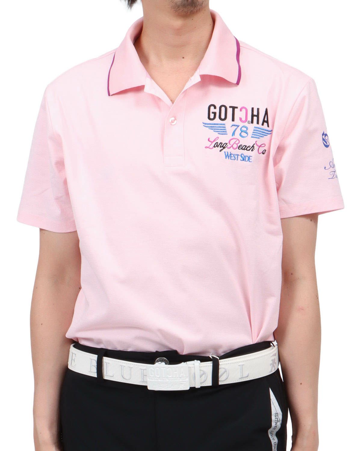 ベビーピンク：174cm62kg(Lサイズ着用)