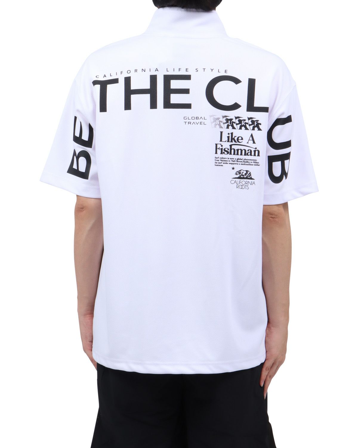 ホワイト：173cm63kg(Lサイズ着用)