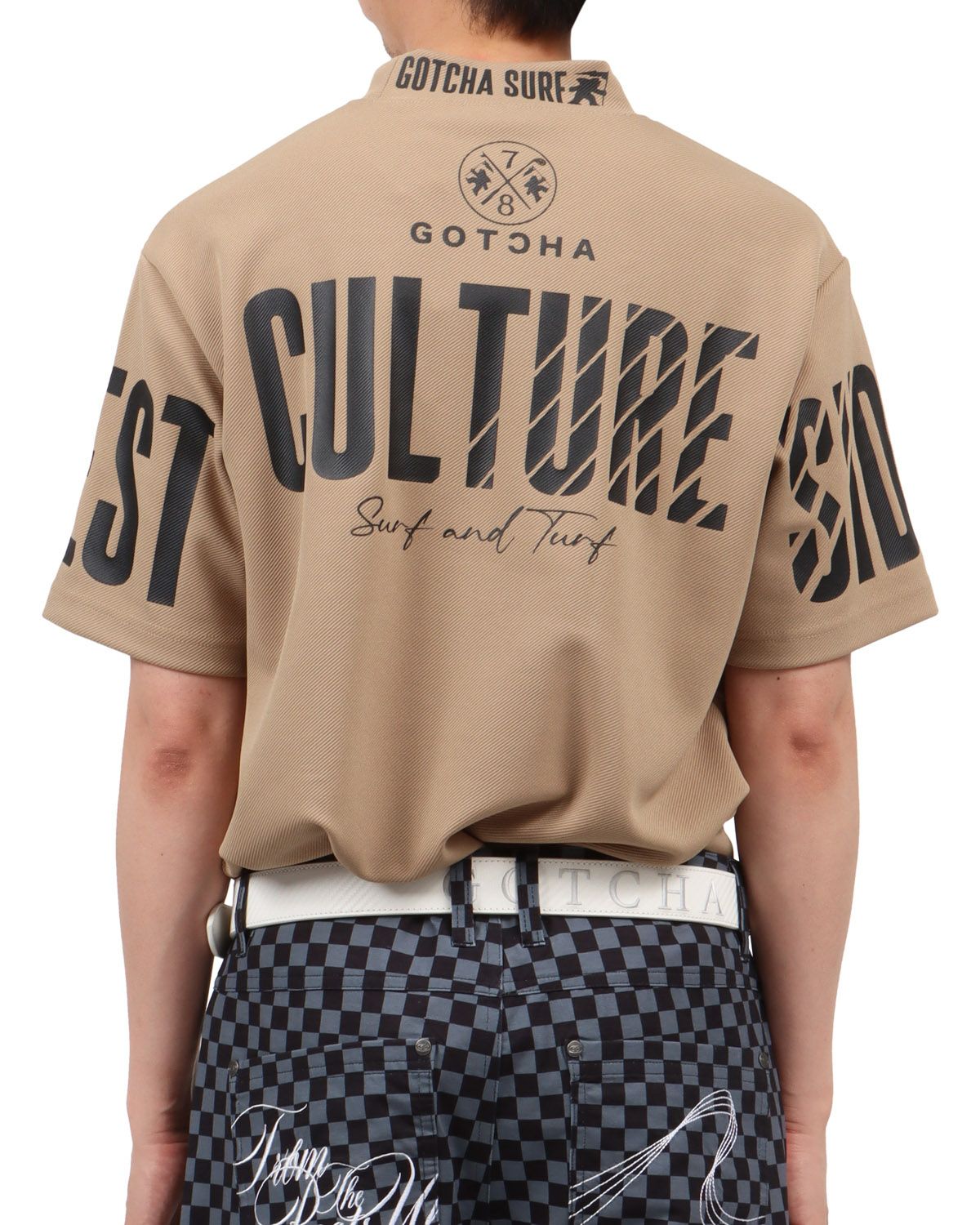 ベージュ：174cm62kg(Lサイズ着用)　