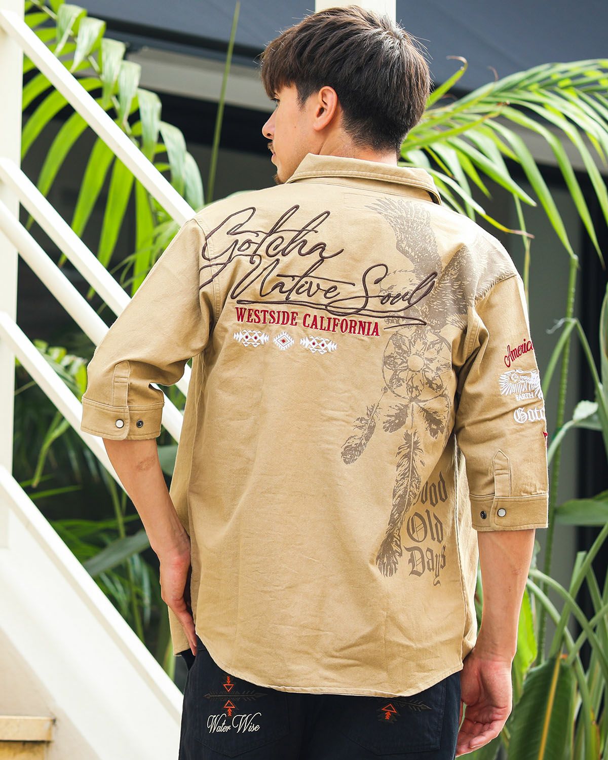 ベージュ：180cm/70kg(Lサイズ着用)