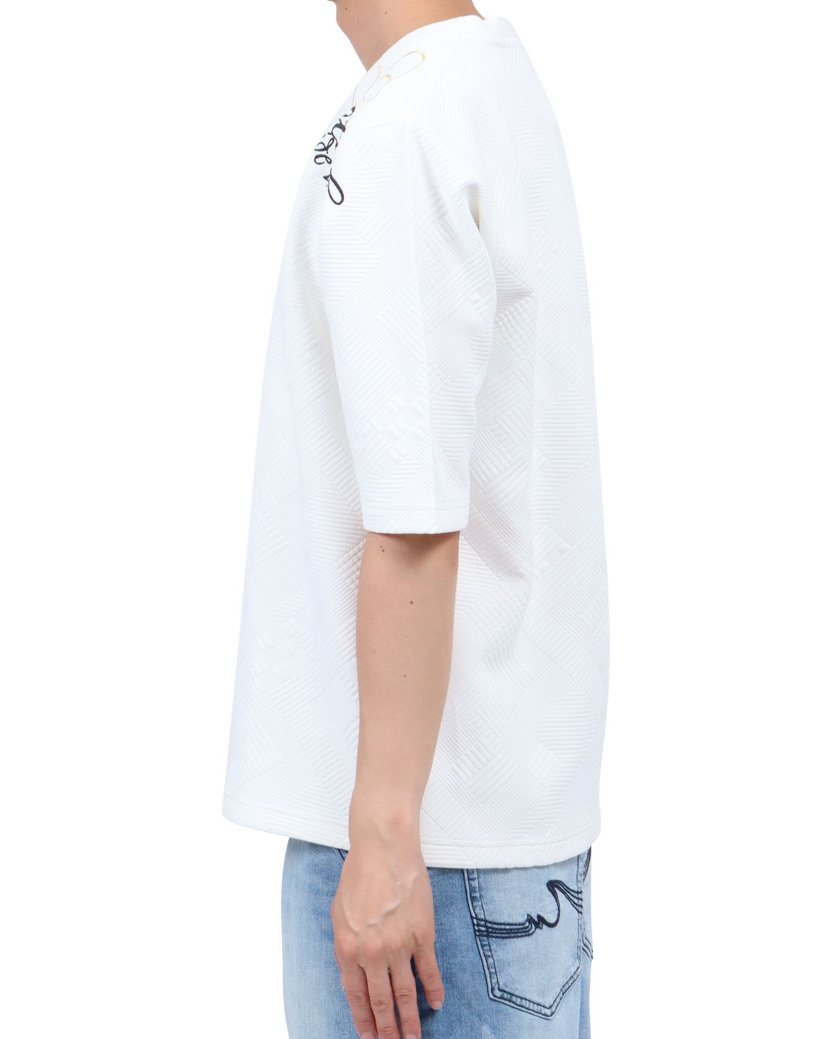 ホワイト：174cm62kg(Lサイズ着用)