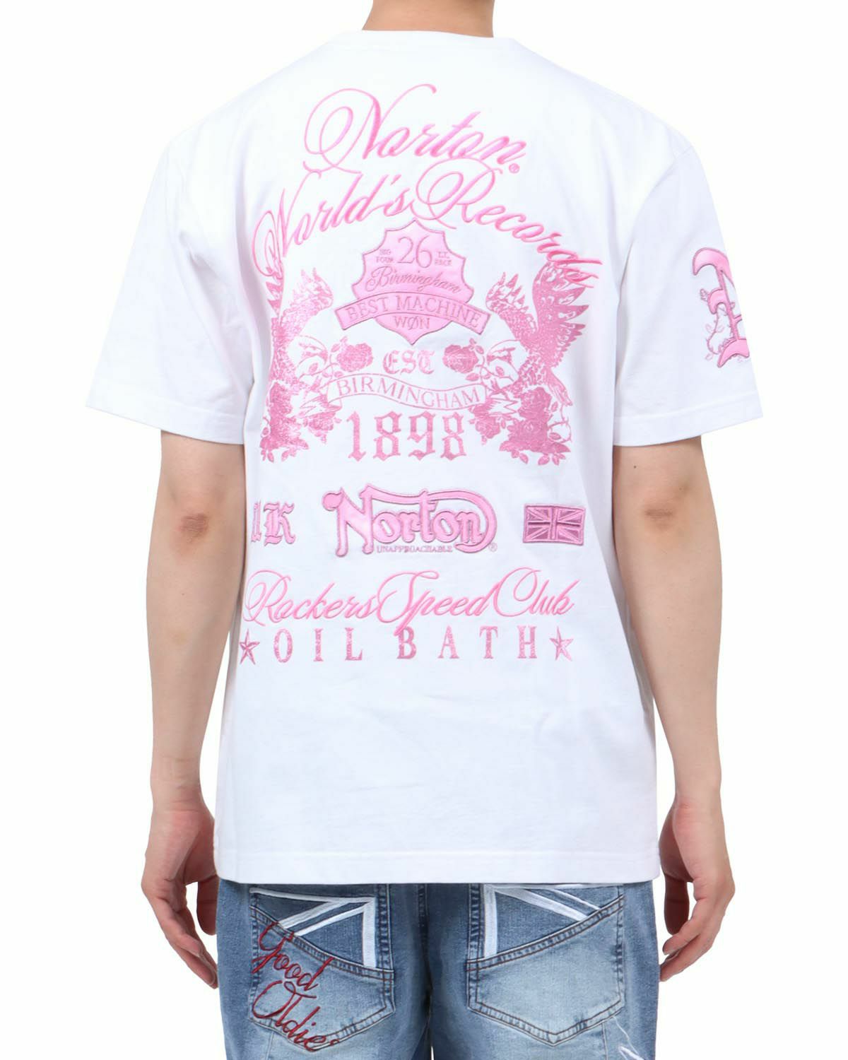 ホワイト：174cm62kg(Lサイズ着用)