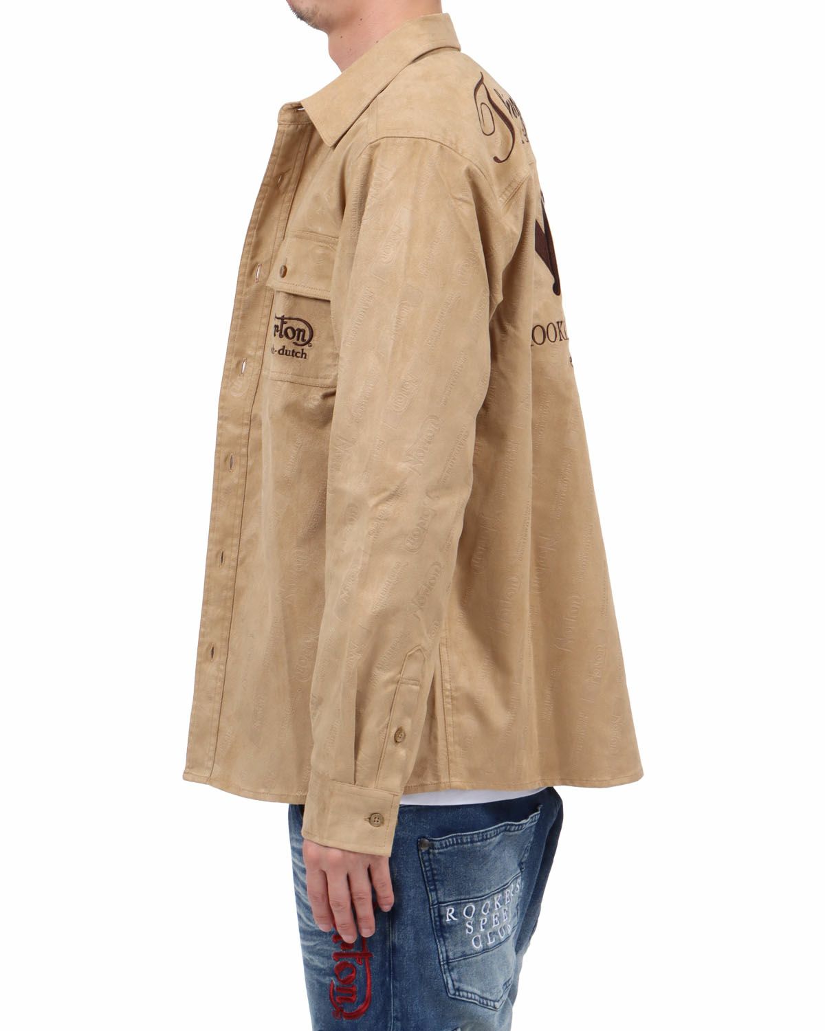 ベージュ：174cm62kg(Lサイズ着用)