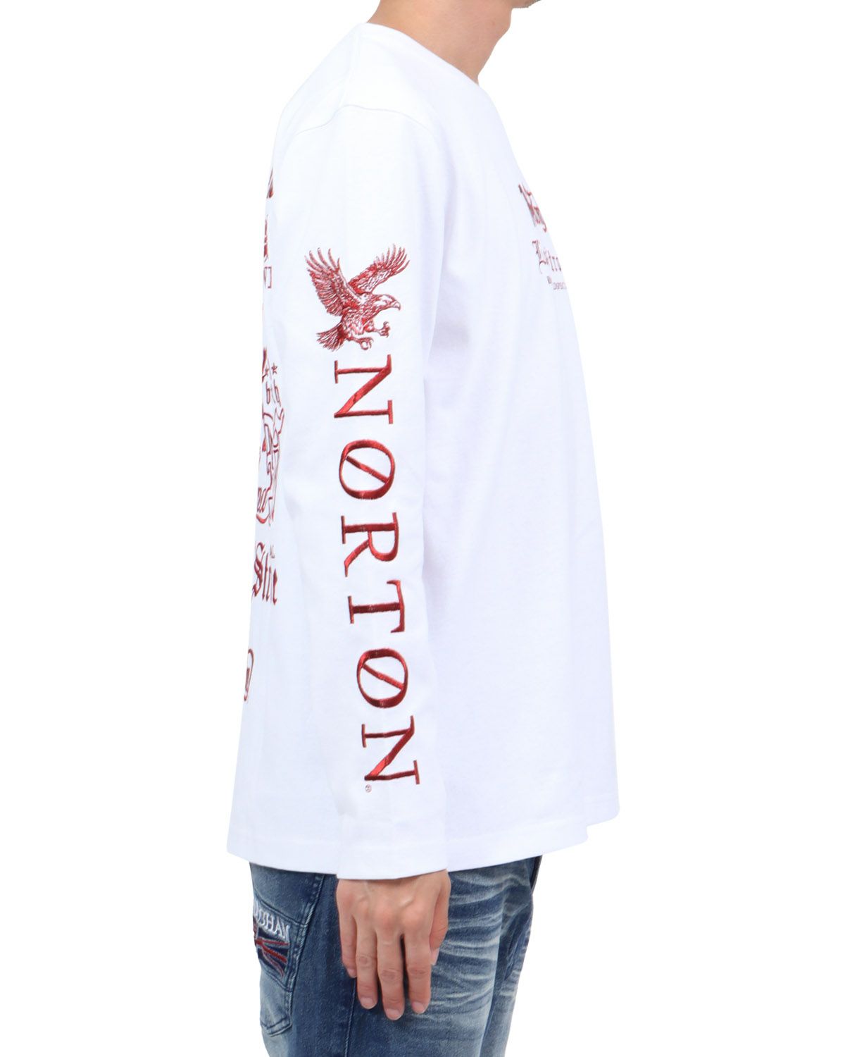 ホワイト：174cm62kg(Lサイズ着用)