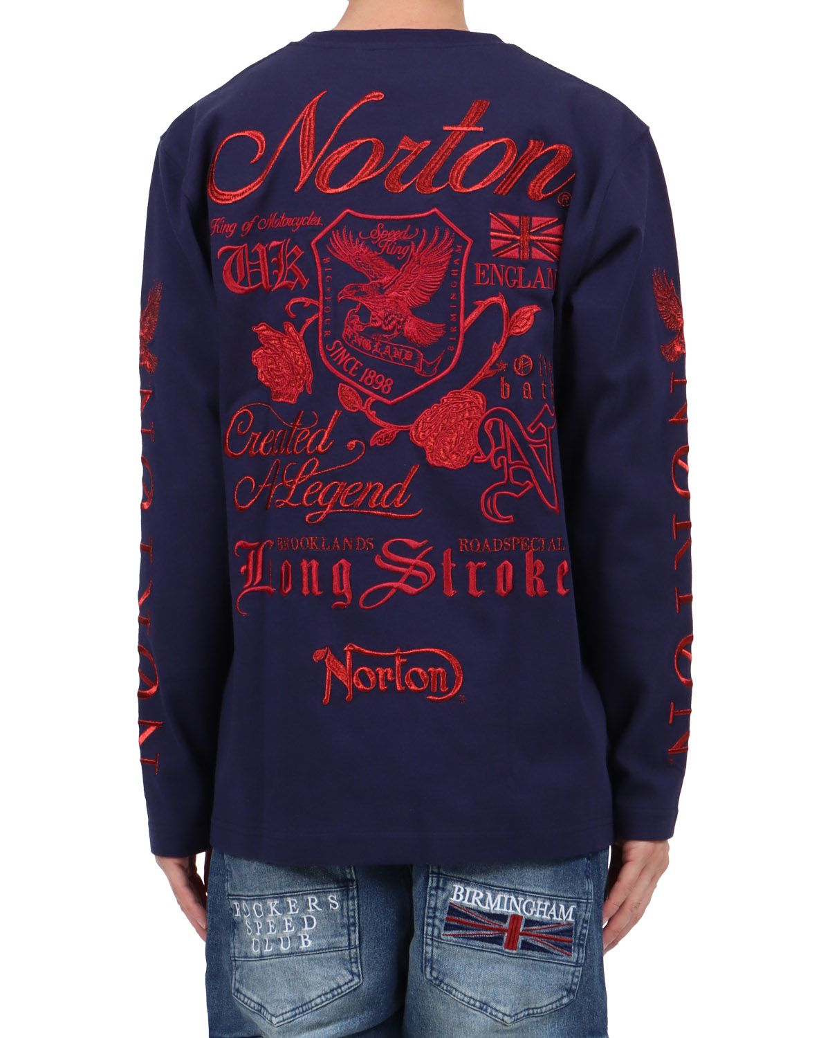 ネイビー：174cm62kg(Lサイズ着用)