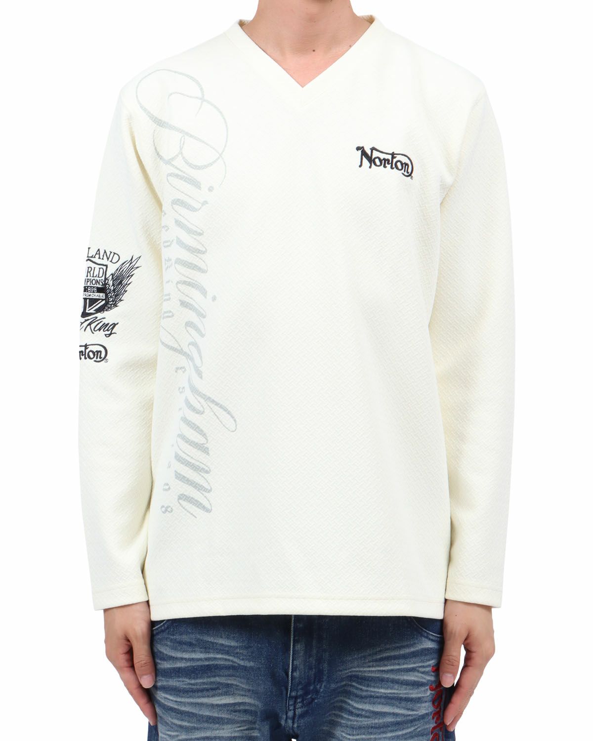 ホワイト：174cm62kg(Lサイズ着用)