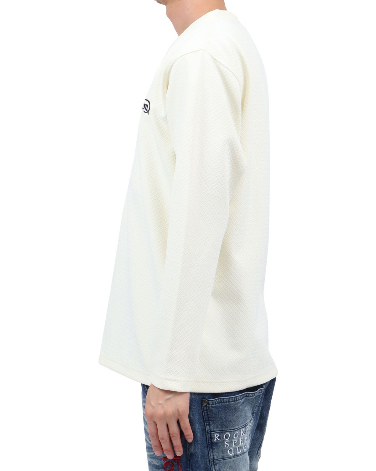 ホワイト：174cm62kg(Lサイズ着用)