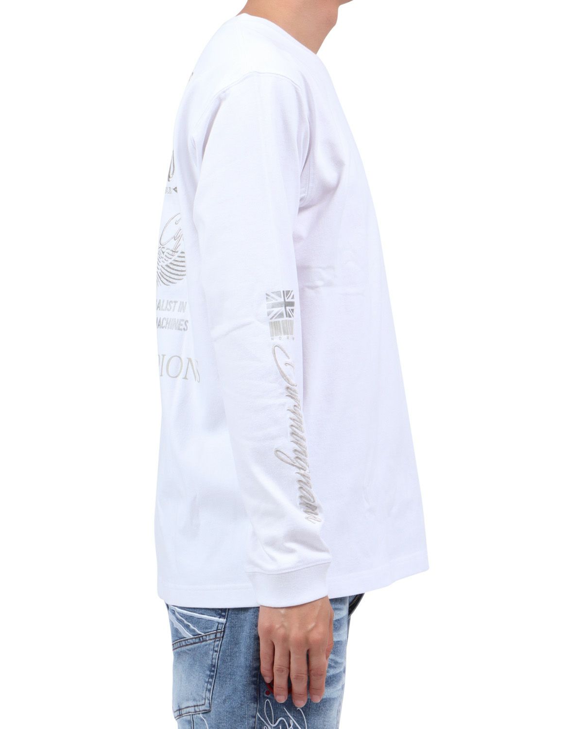 ホワイト：174cm62kg(Lサイズ着用)