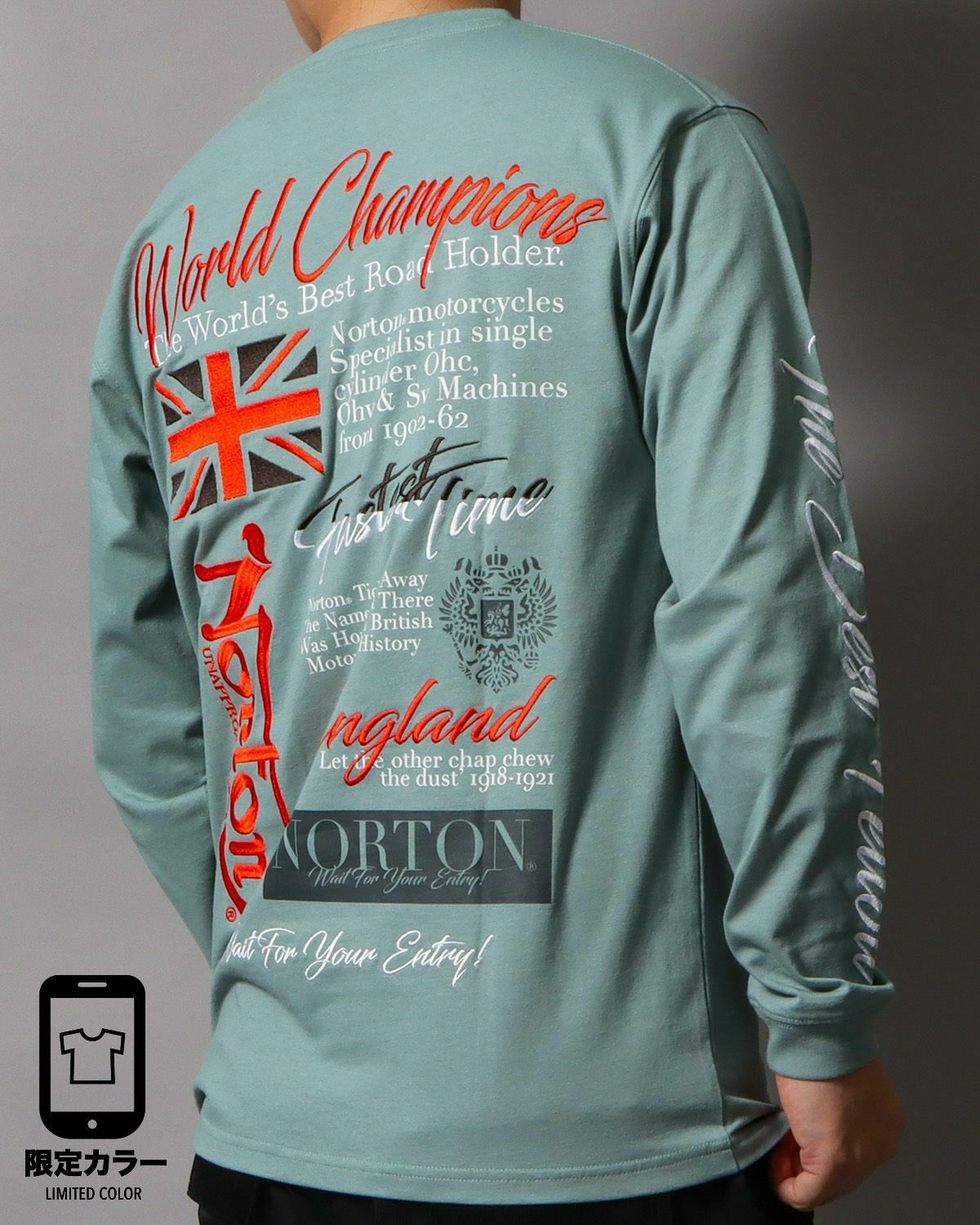 ミントグリーン：178cm/75kg(Lサイズ着用)