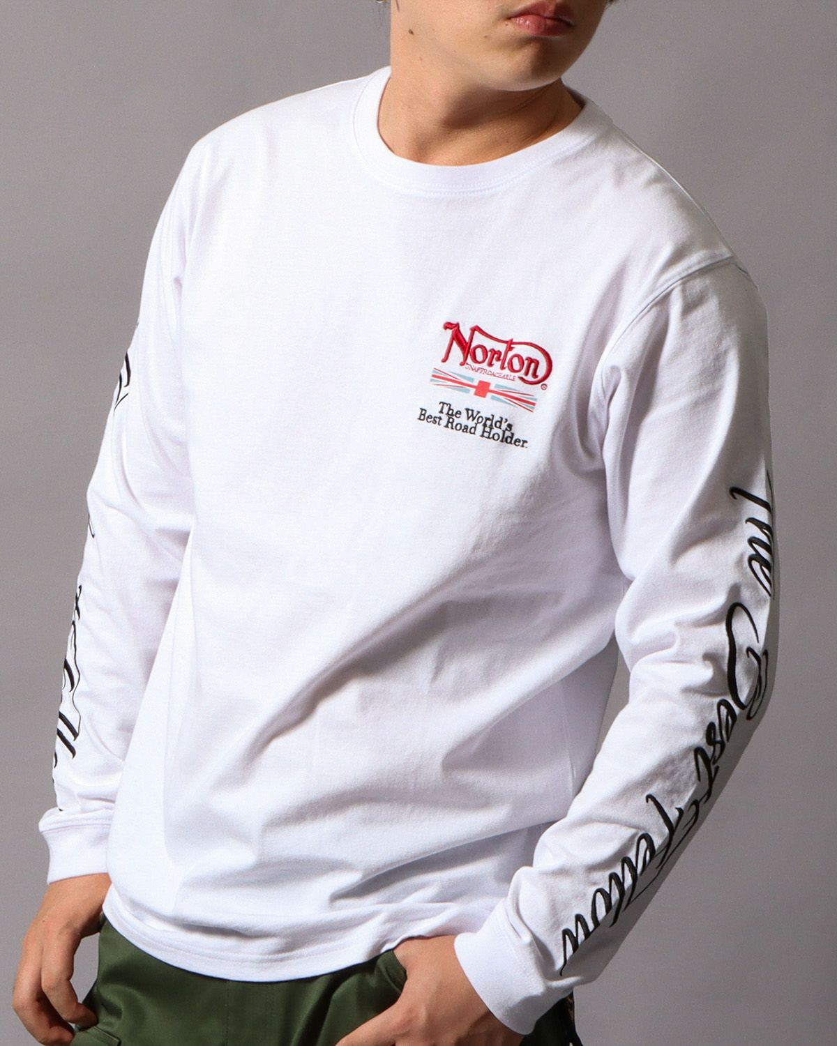 ホワイト：178cm/75kg(Lサイズ着用)