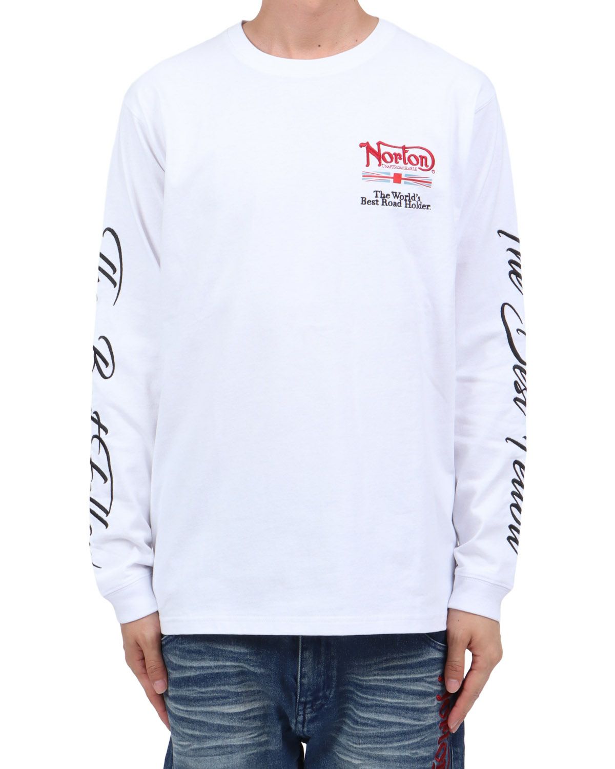 ホワイト：174cm62kg(Lサイズ着用)