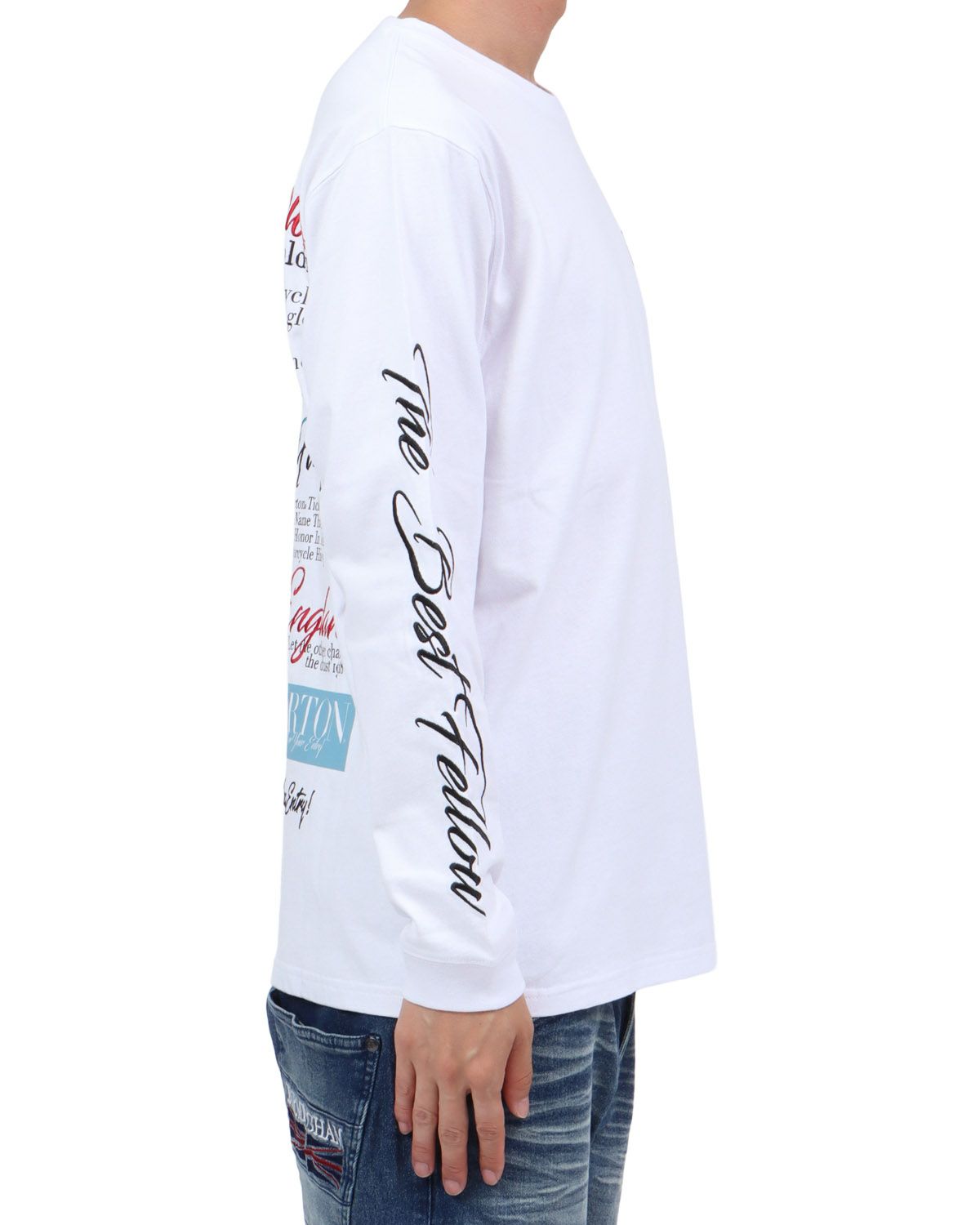 ホワイト：174cm62kg(Lサイズ着用)