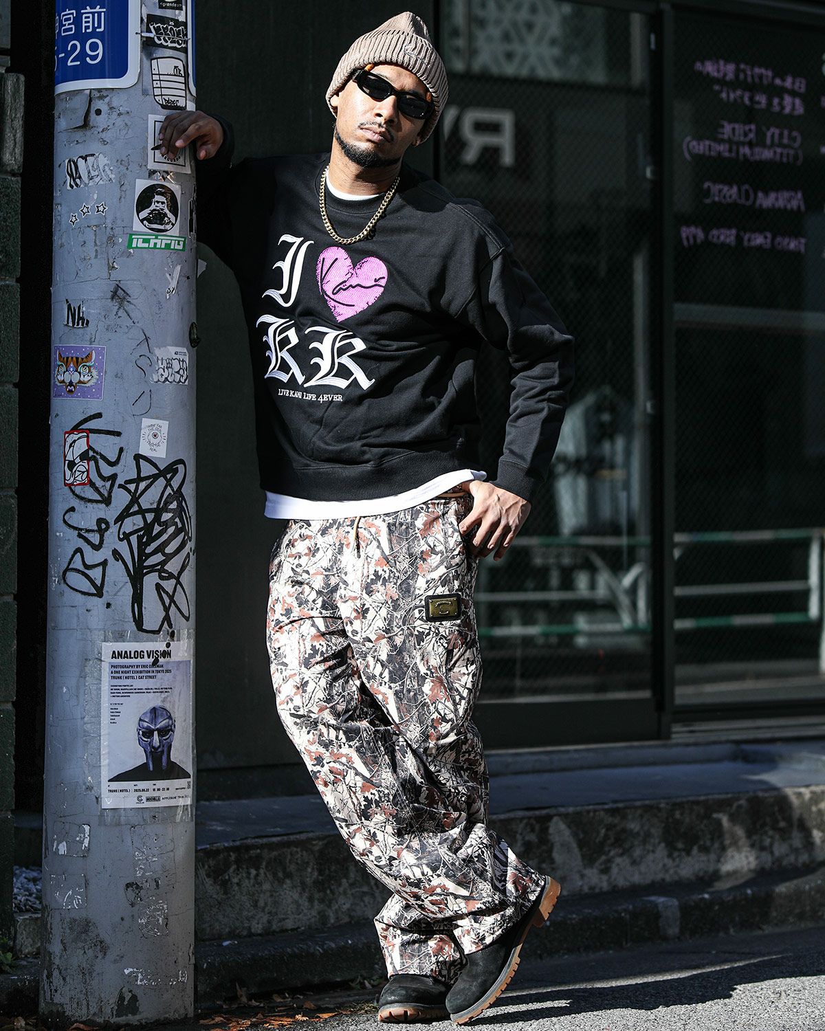 べージュ：183cm(Lサイズ着用)