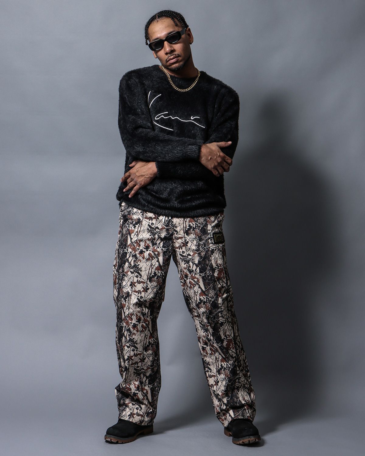 べージュ：183cm(Lサイズ着用)