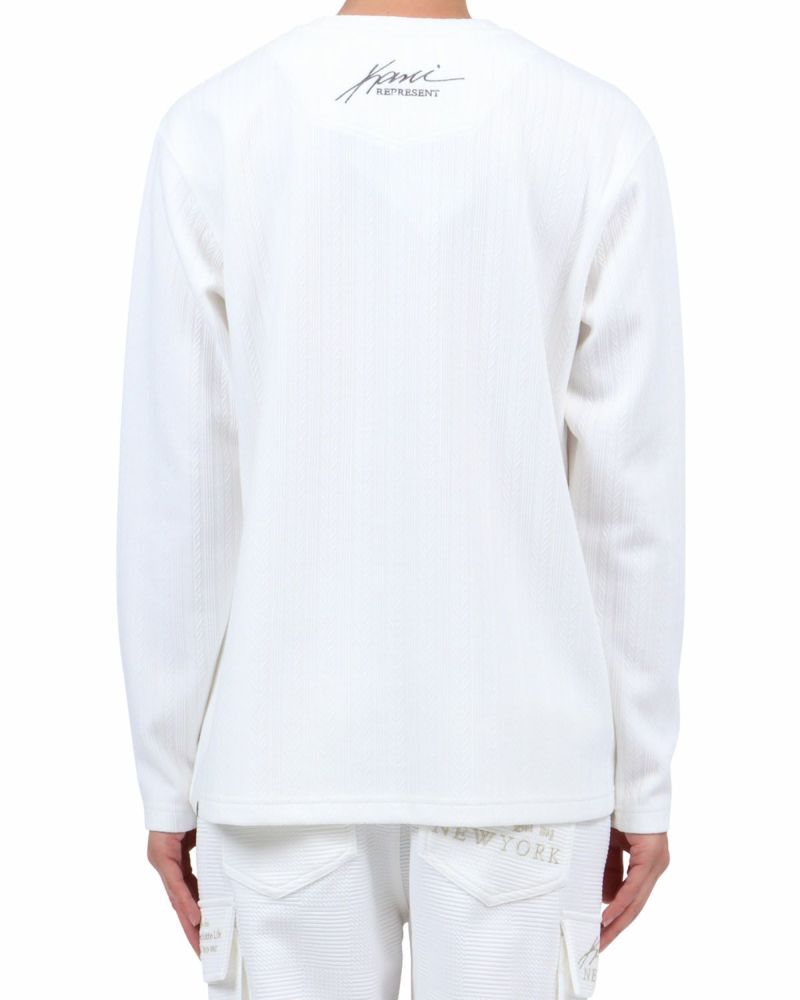 ホワイト：174cm62kg(Lサイズ着用)