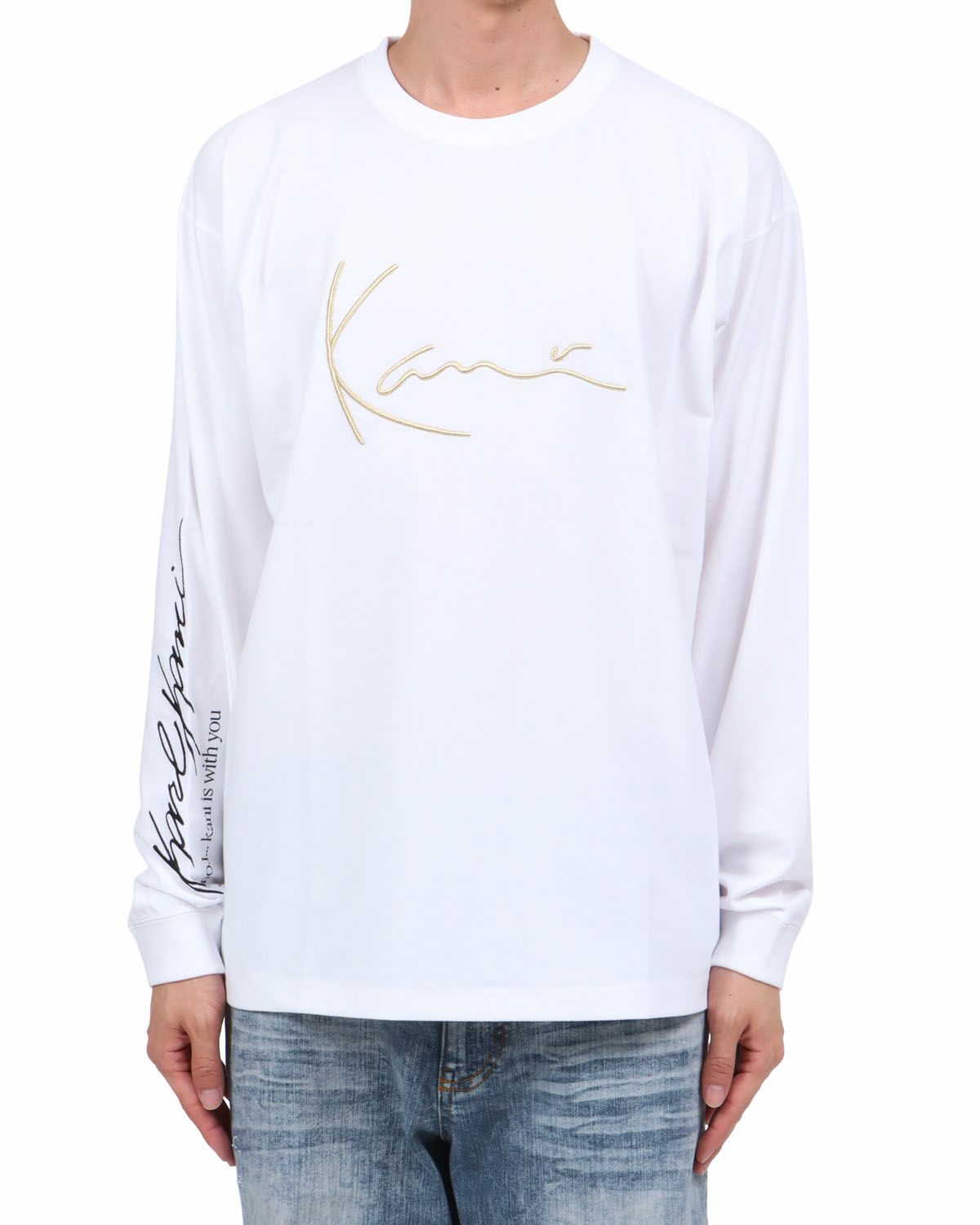 ホワイト：174cm62kg(Lサイズ着用)