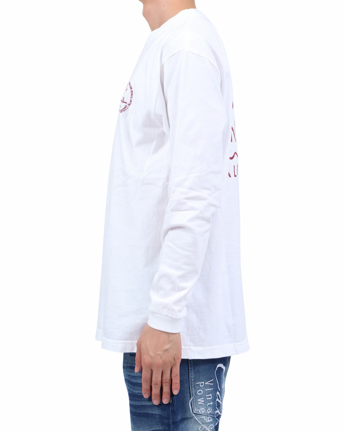 ホワイト：174cm62kg(Lサイズ着用)