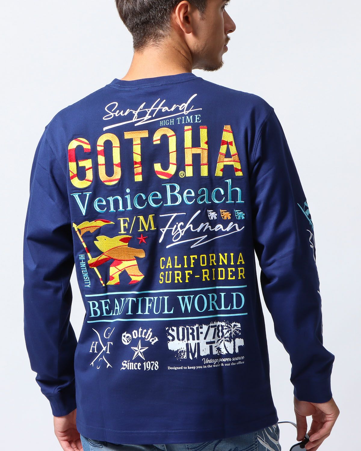 ネイビー：180cm/70kg(Lサイズ着用)