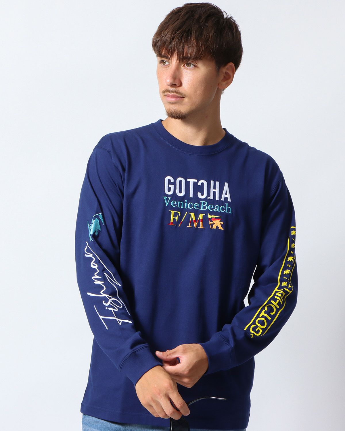 ネイビー：180cm/70kg(Lサイズ着用)