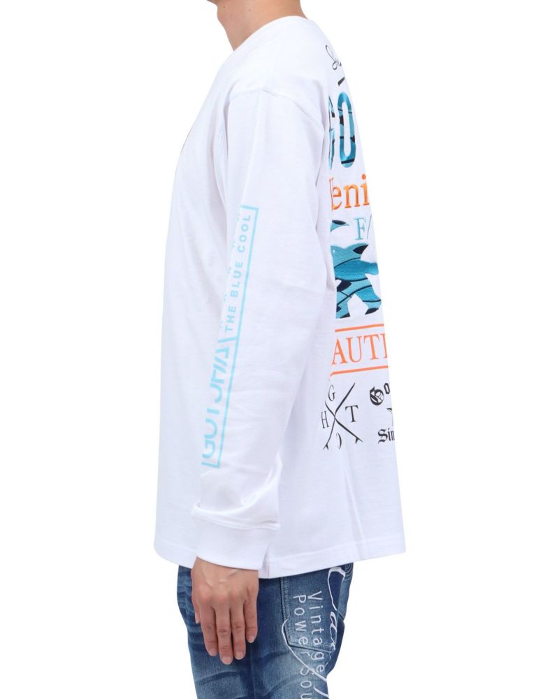 ホワイト：174cm62kg(Lサイズ着用)