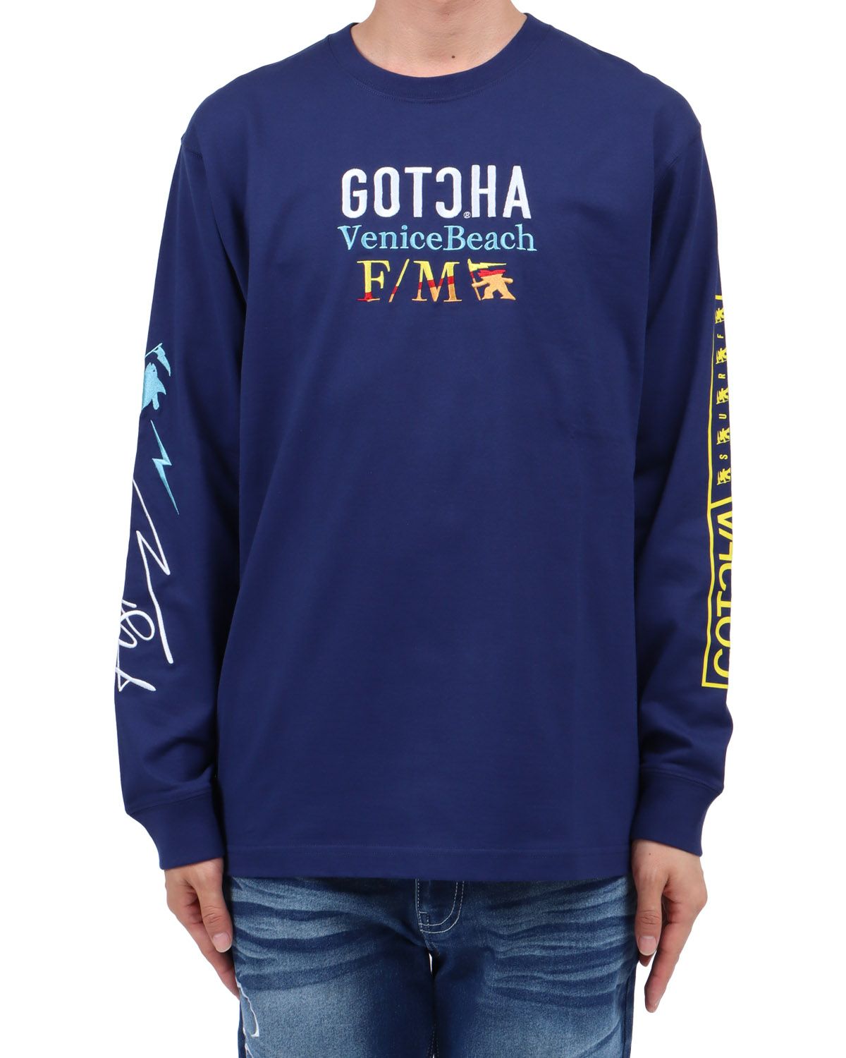 ネイビー：174cm62kg(Lサイズ着用)