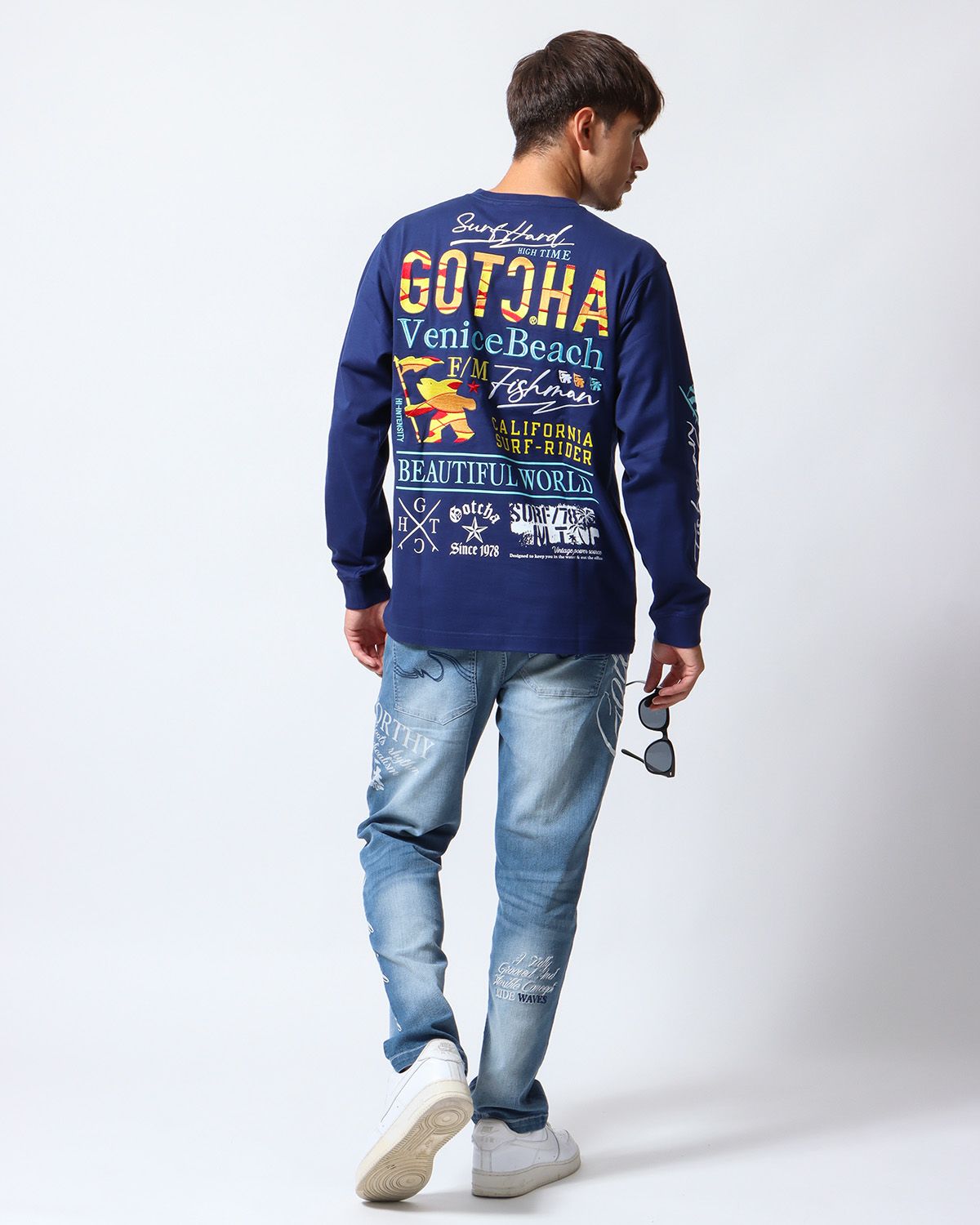 ネイビー：180cm/70kg(Lサイズ着用)