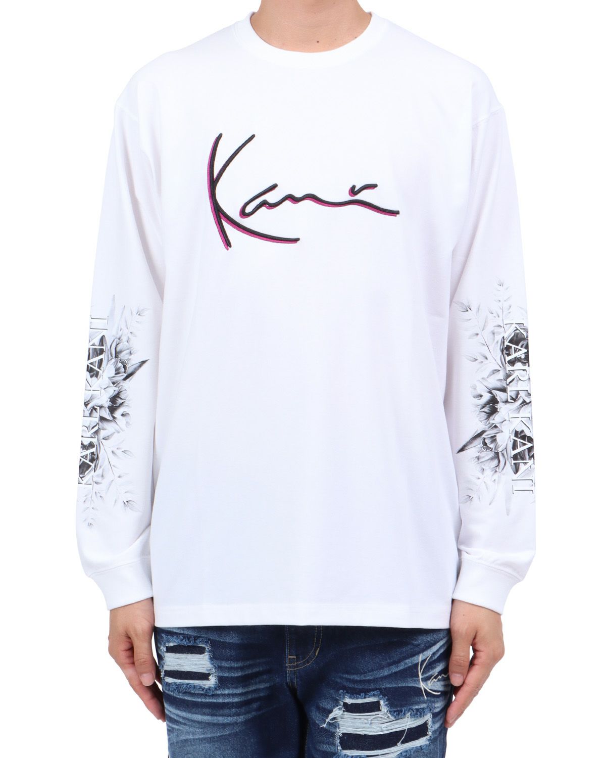 ホワイト：174cm62kg(Lサイズ着用)