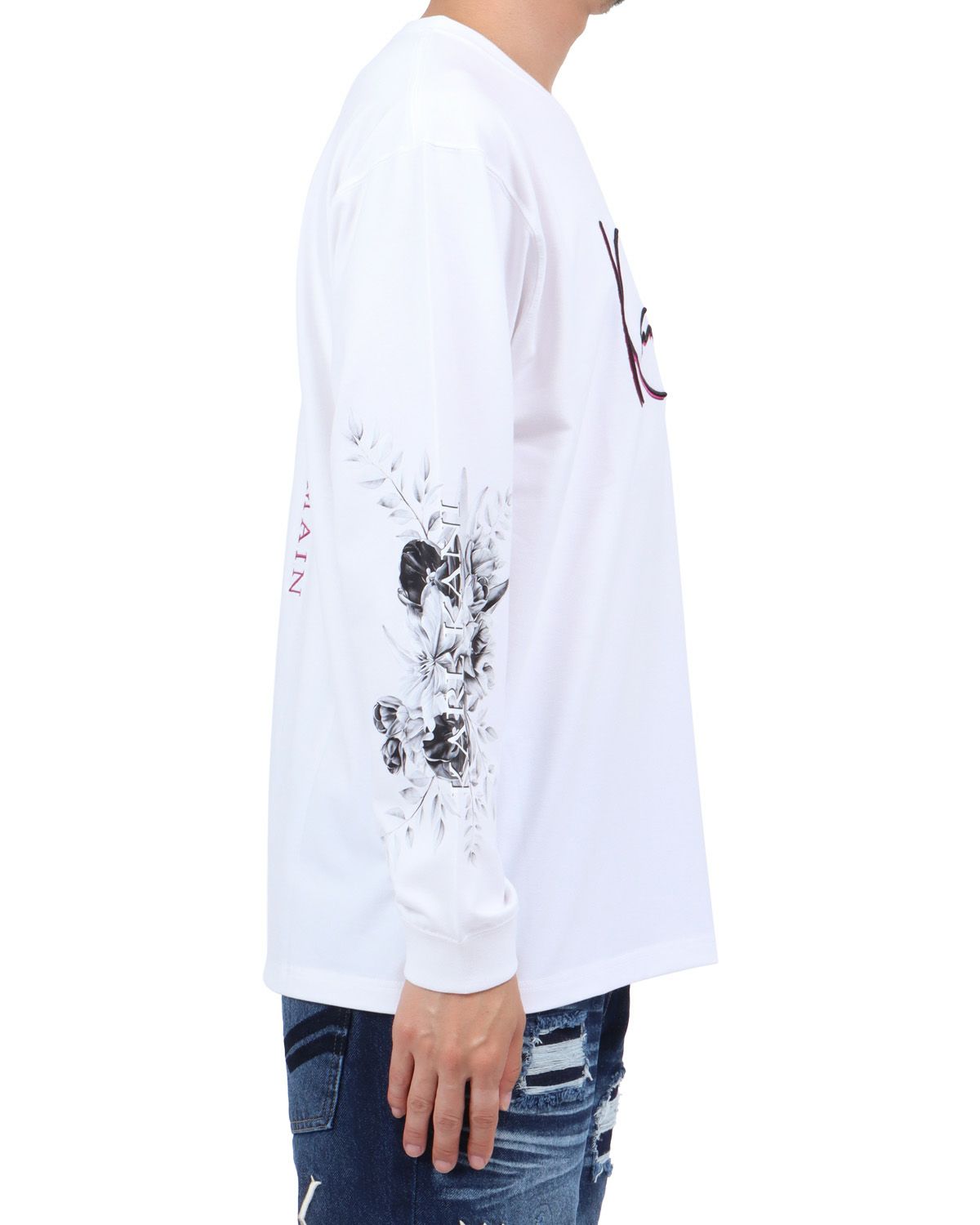 ホワイト：174cm62kg(Lサイズ着用)