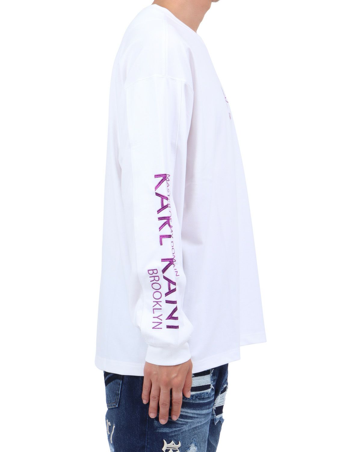 ホワイト：174cm62kg(Lサイズ着用)