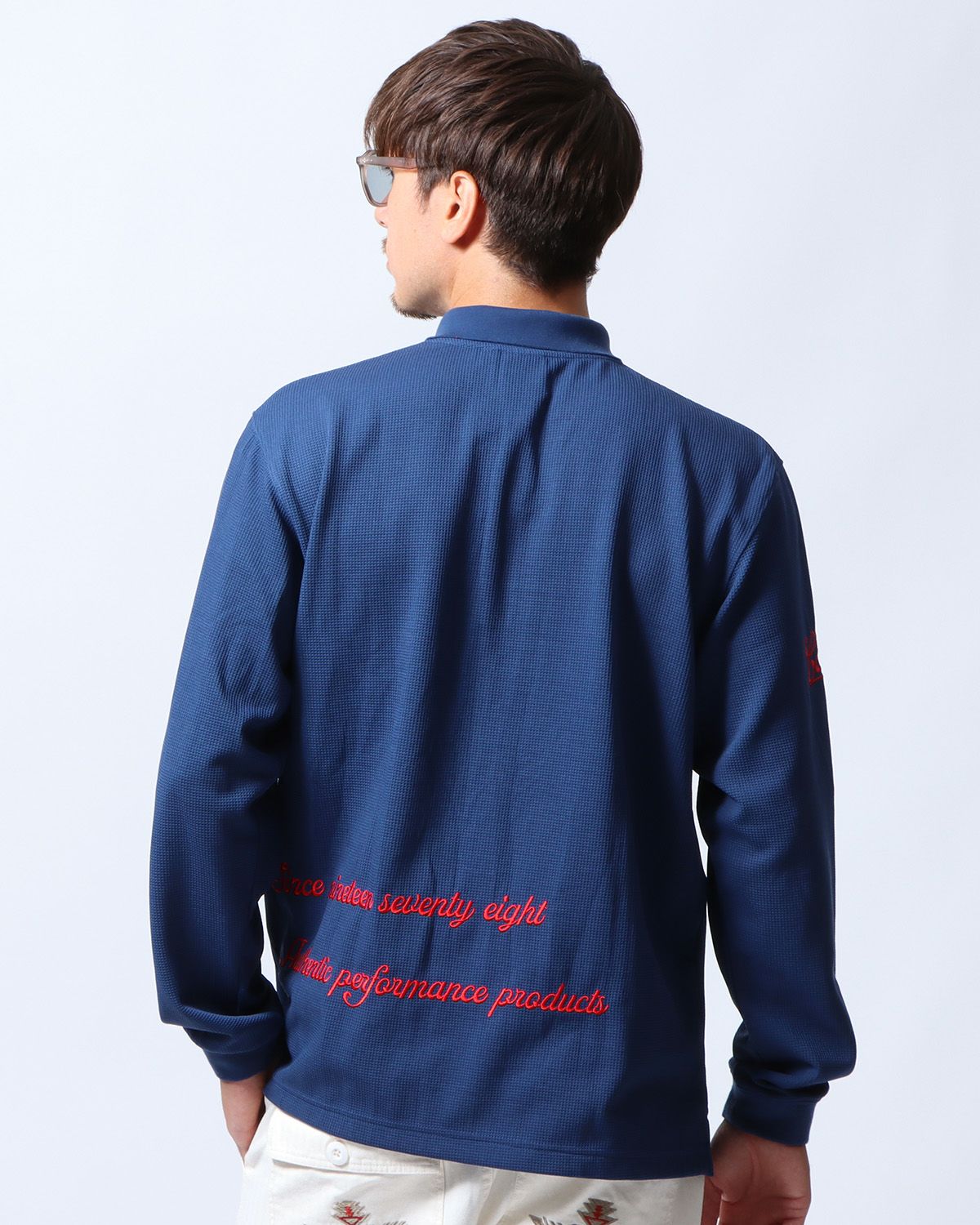 ネイビー：180cm/70kg(Lサイズ着用)