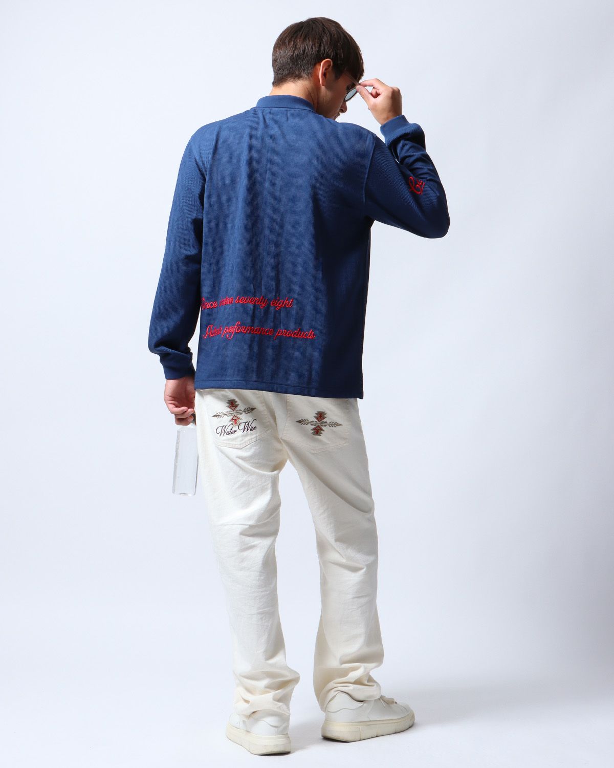 ネイビー：180cm/70kg(Lサイズ着用)