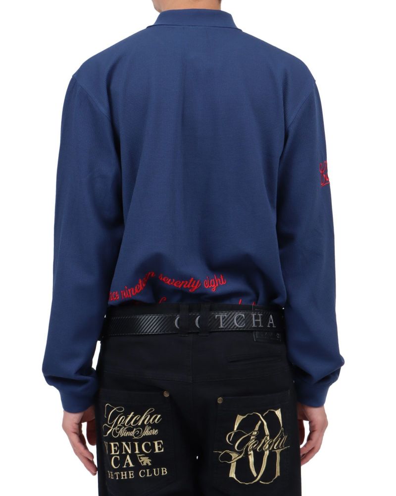 ネイビー：174cm62kg(Lサイズ着用)