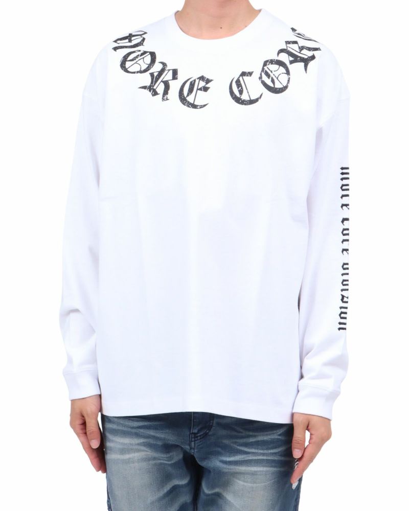 ホワイト：174cm62kg(Lサイズ着用)