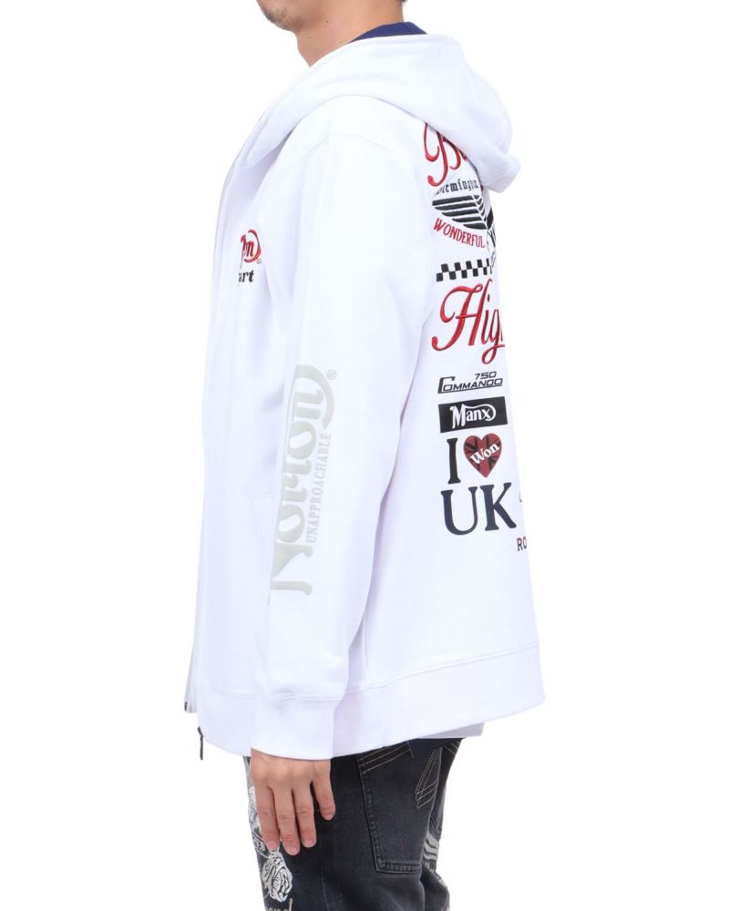 ホワイト：174cm62kg(Lサイズ着用)