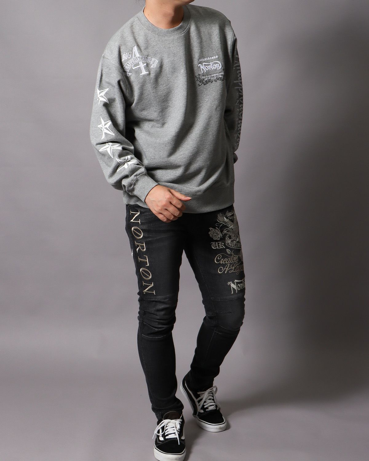 杢グレー：178cm/75kg(Lサイズ着用)