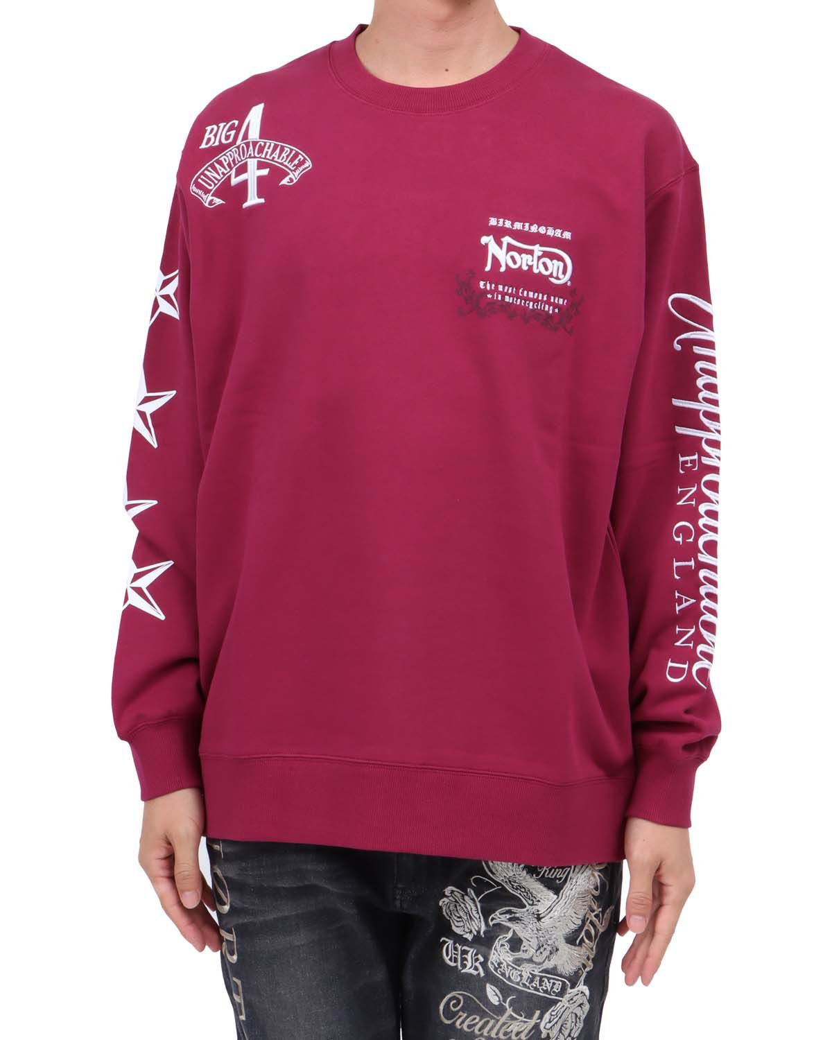 ダークレッド：174cm62kg(Lサイズ着用)