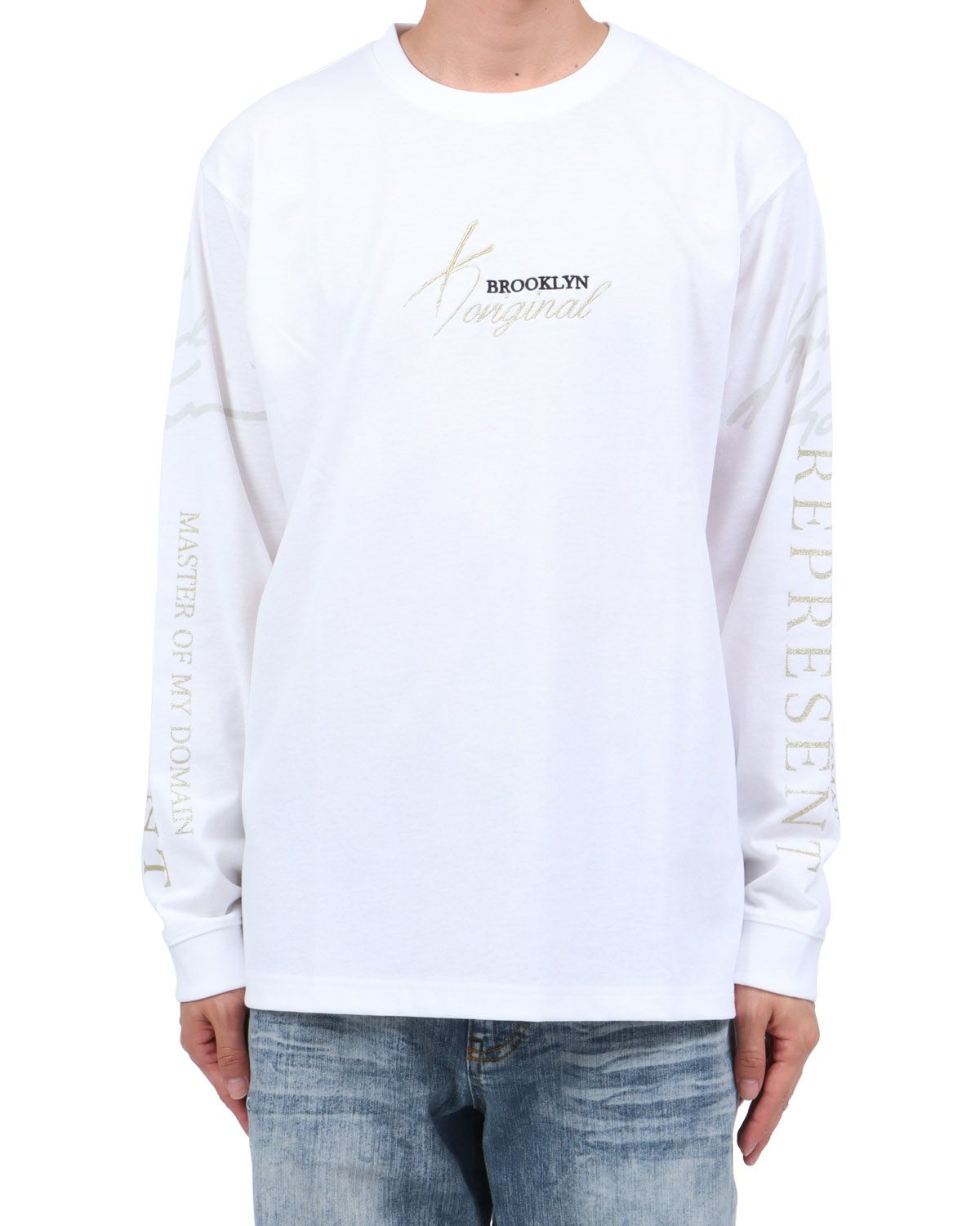 ホワイト：174cm62kg(Lサイズ着用)