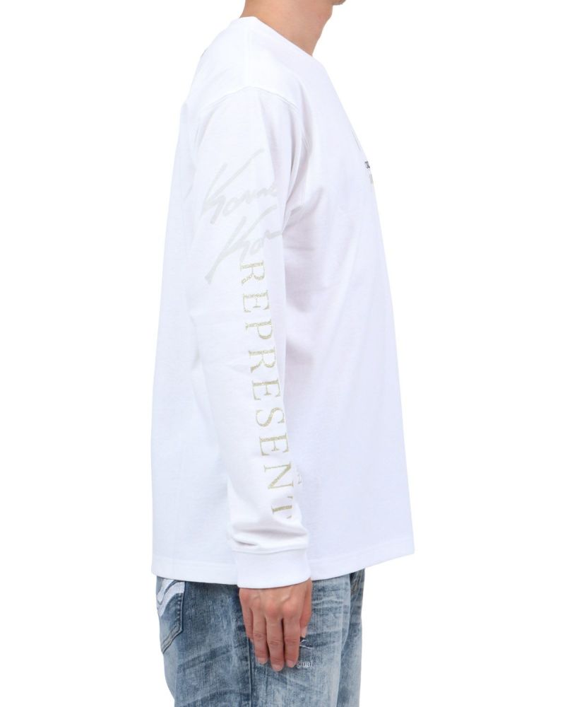 ホワイト：174cm62kg(Lサイズ着用)