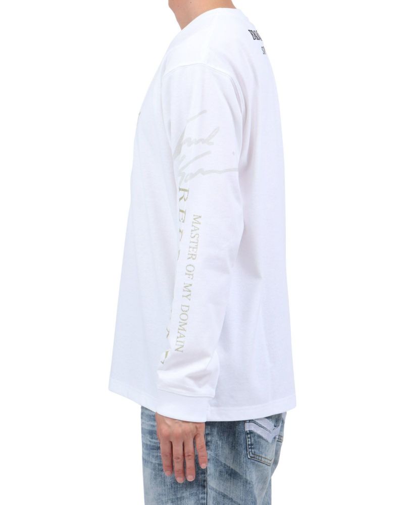 ホワイト：174cm62kg(Lサイズ着用)