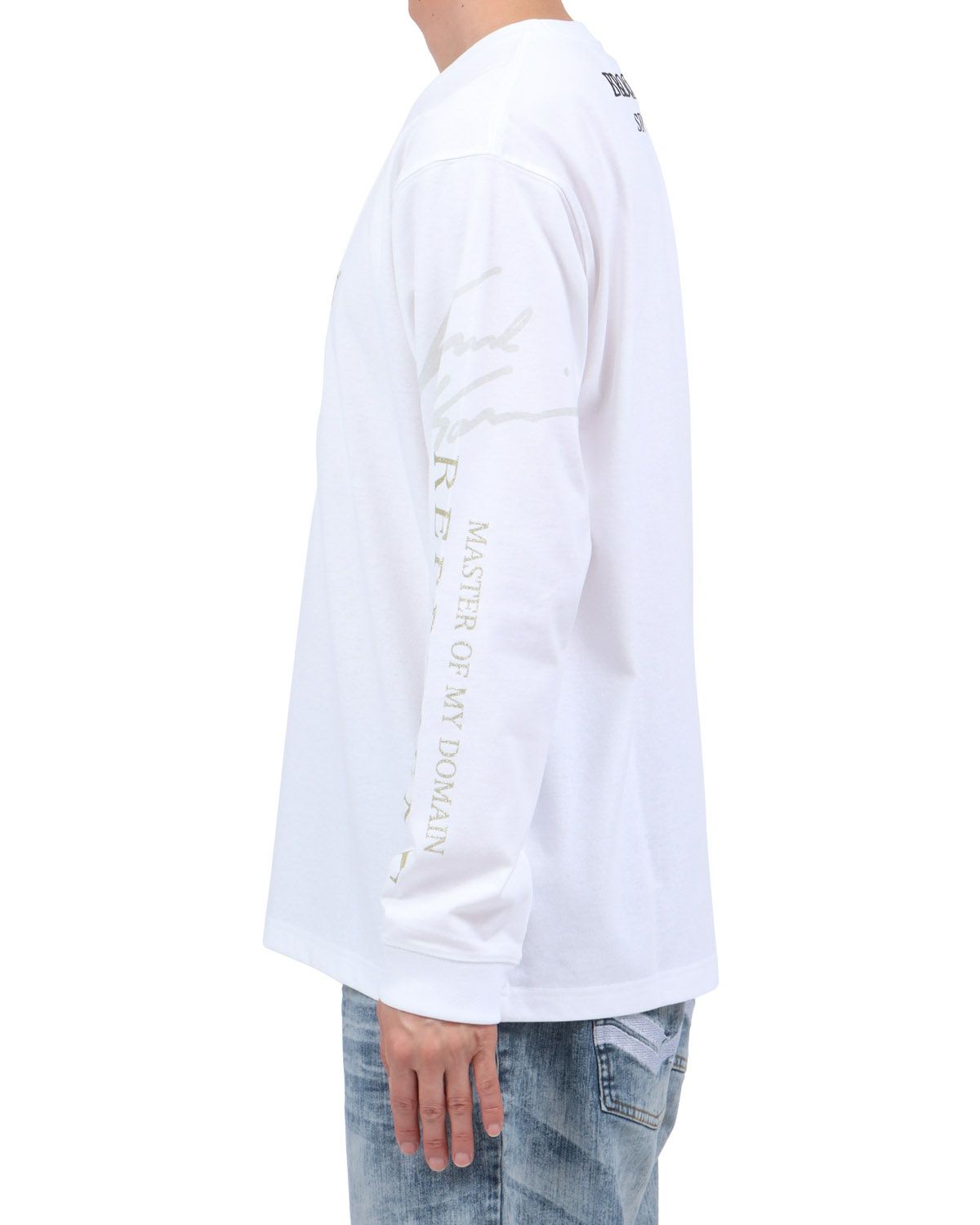 ホワイト：174cm62kg(Lサイズ着用)