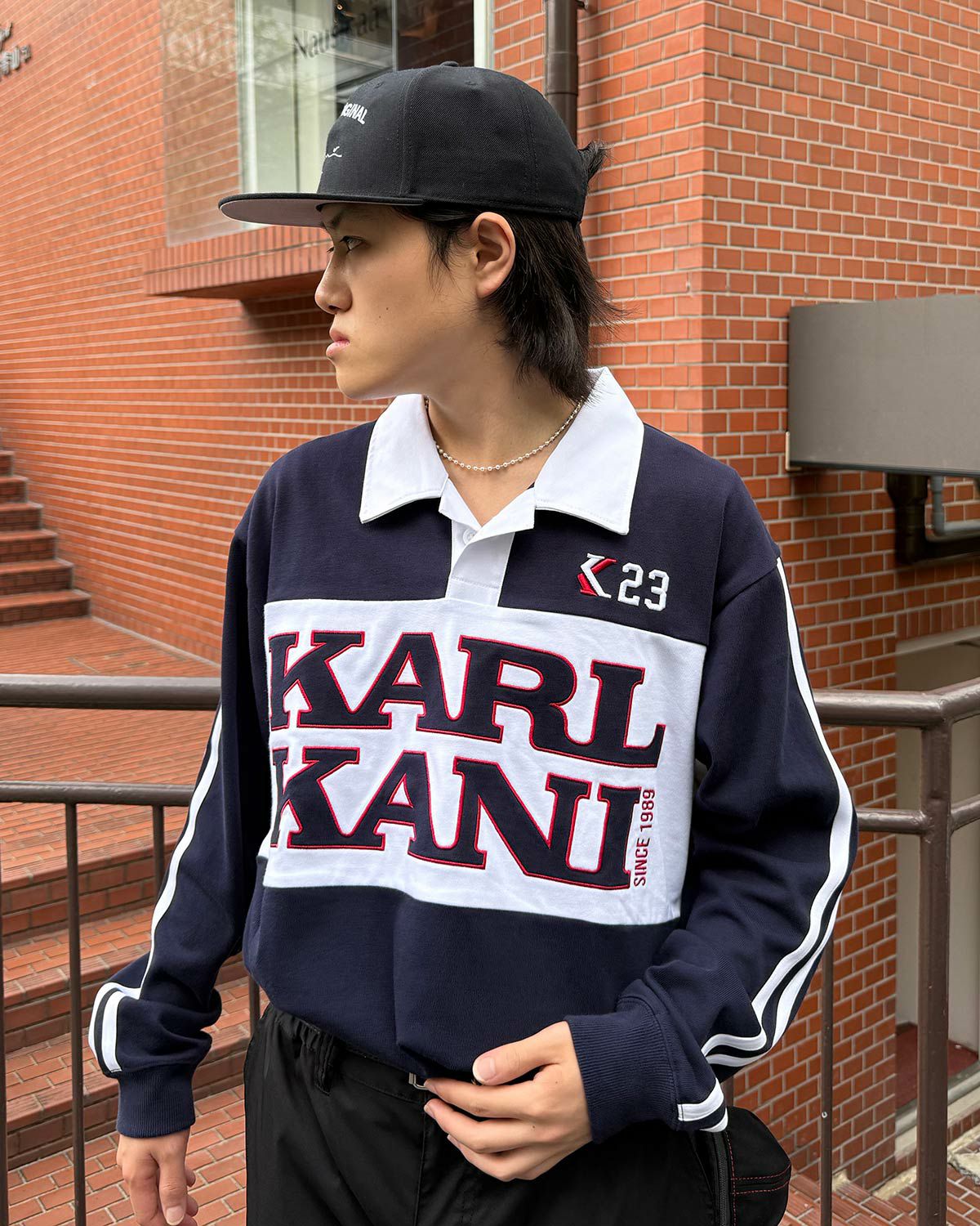 ネイビー：168cm55kg(Lサイズ着用)