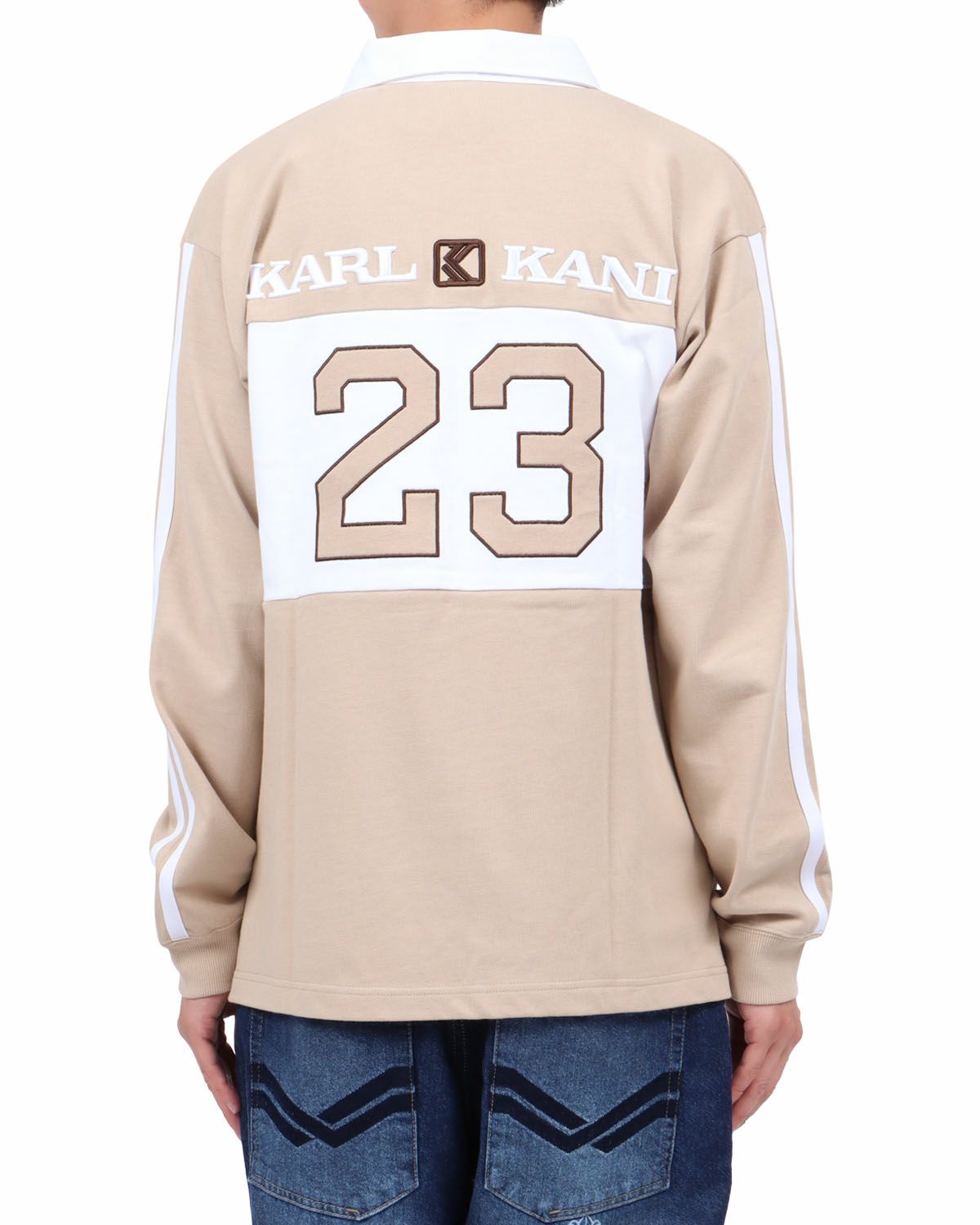 ベージュ：174cm62kg(Lサイズ着用)