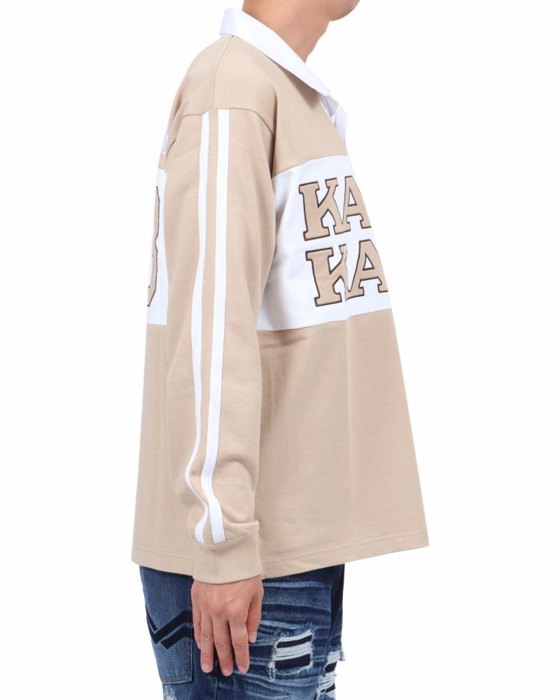 ベージュ：174cm62kg(Lサイズ着用)