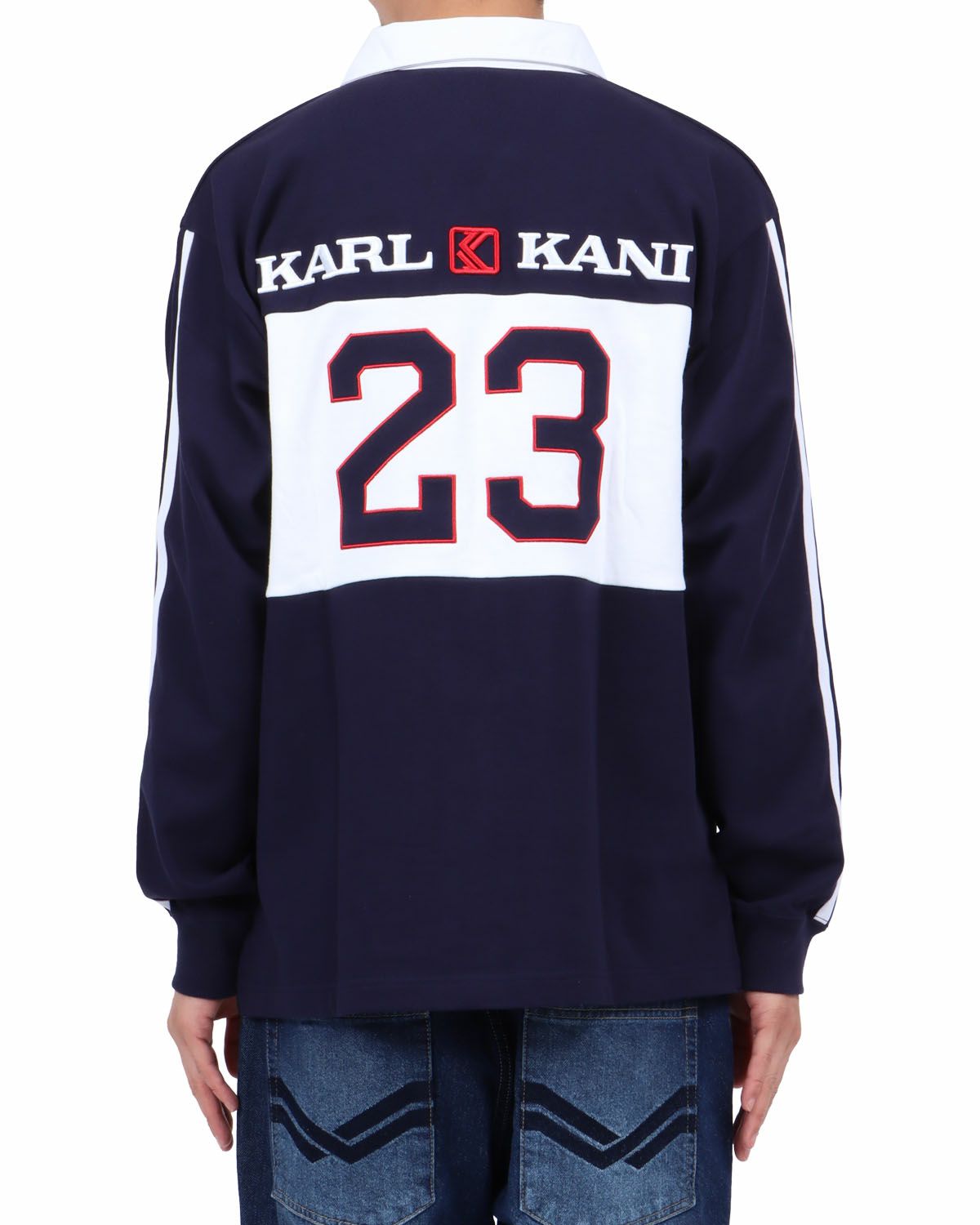 ネイビー：174cm62kg(Lサイズ着用)