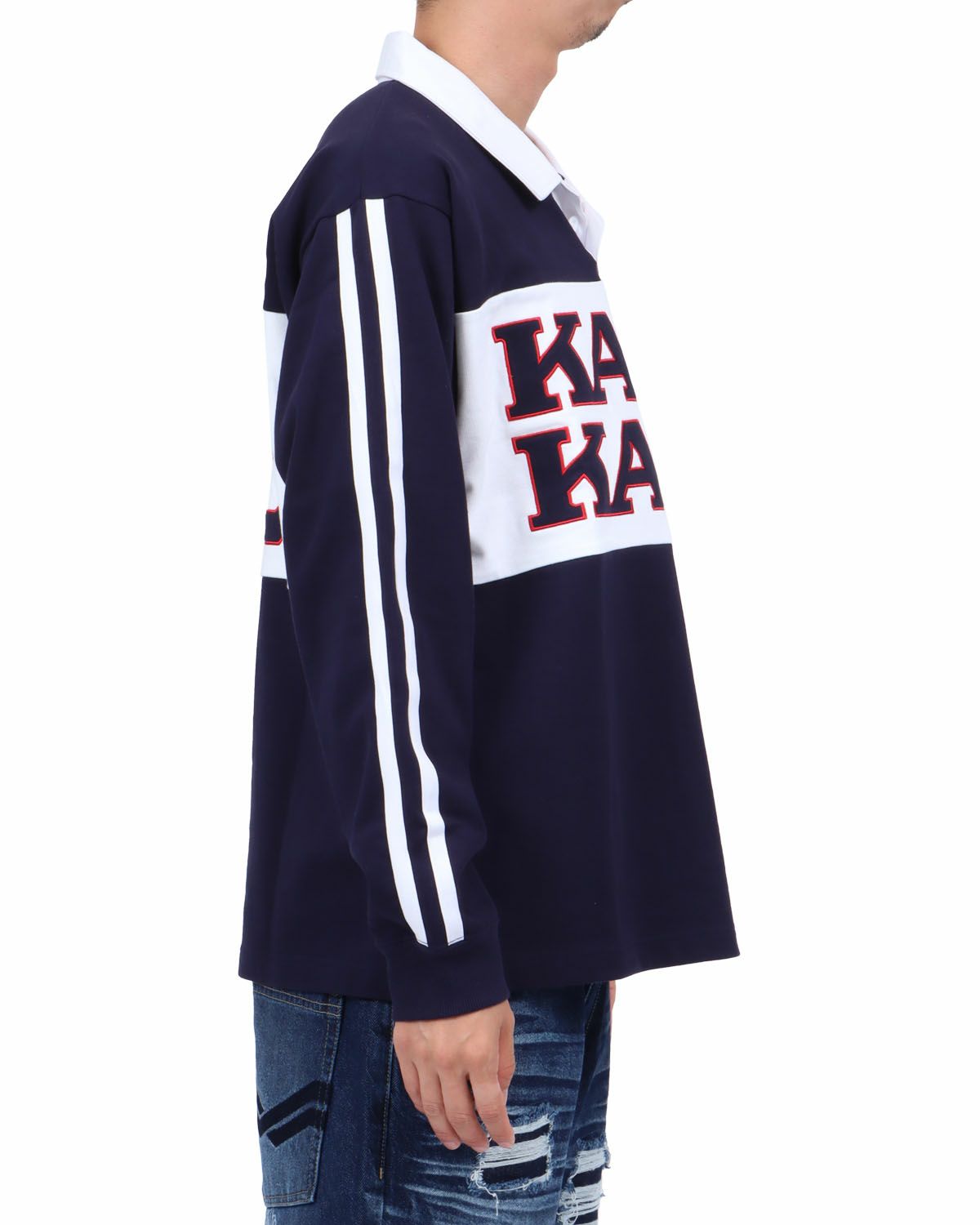 ネイビー：174cm62kg(Lサイズ着用)