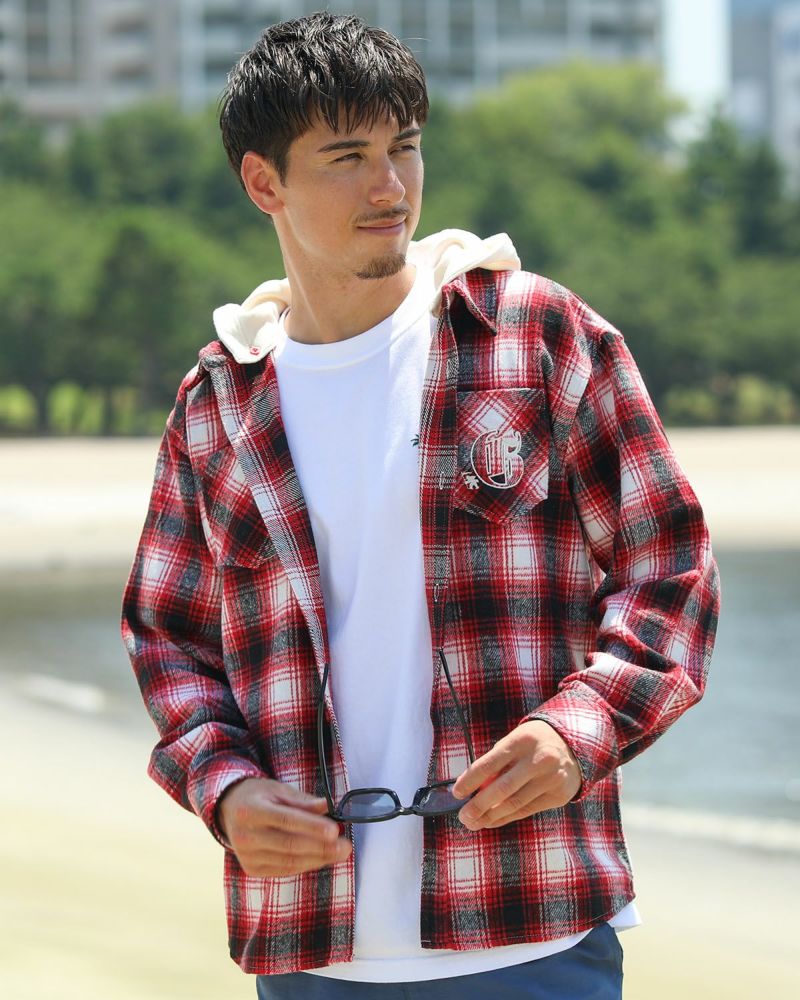 GOTCHA] フード付き 叩きつけ チェックシャツ | PEET ONLINE STORE