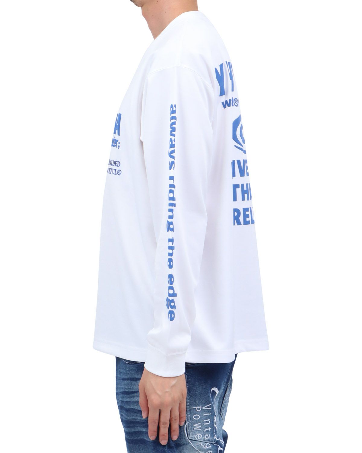 ホワイト：174cm62kg(Lサイズ着用)